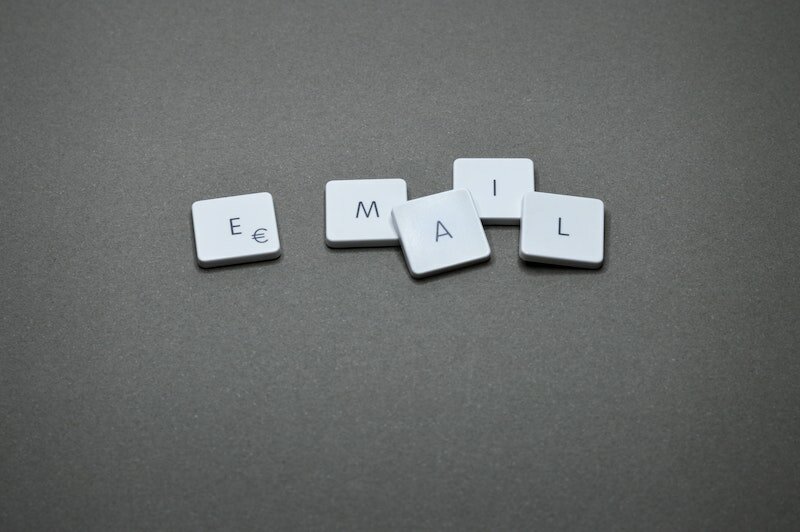 email spelled out with wooden blocks